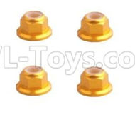 HSP 94188 spare parts-122049 (02055)-07 Upgrades M4 Aluminum Alloy Locknuts(4pcs)-Golden,Upgrade HSP 94188 RC Car Truck Parts,Upgrade HSP 1:10 RC Truck Spare parts Accessories,HSP 94188 Upgrade Parts